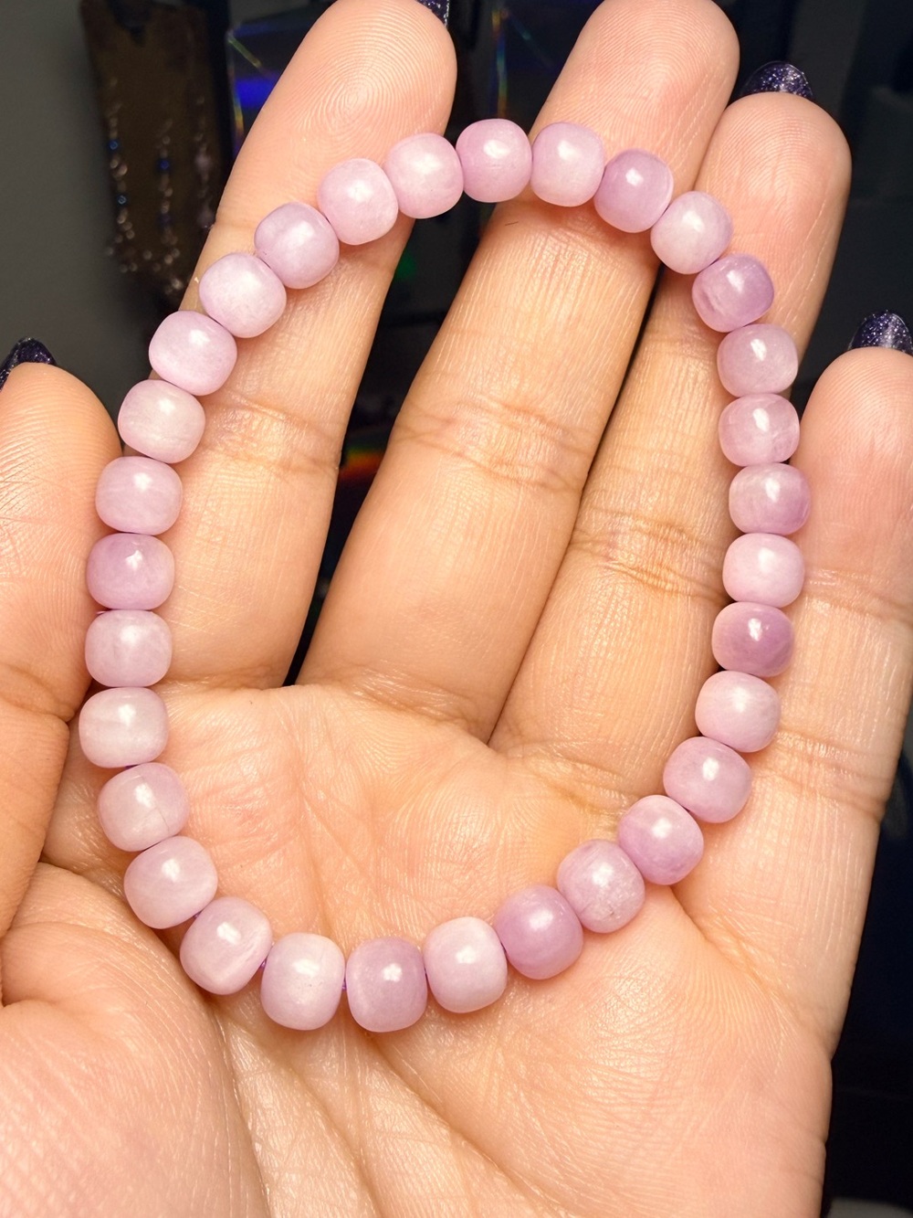 Genuine 6mm Kunzite Gemstone Stretch Bracelet